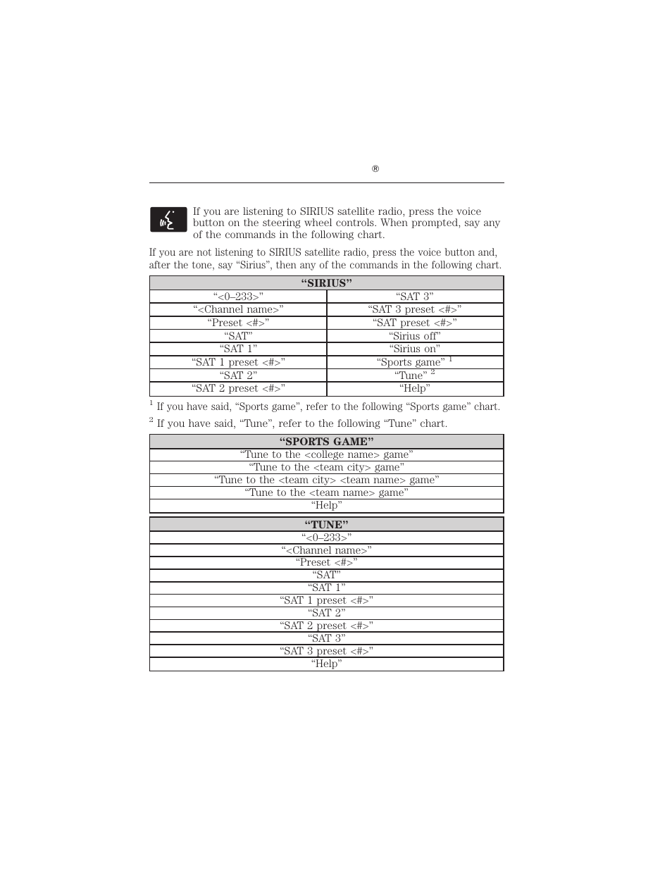 Satellite radio voice commands, Myford touch ா 71 | FORD 2012 Focus Electric User Manual | Page 71 / 380