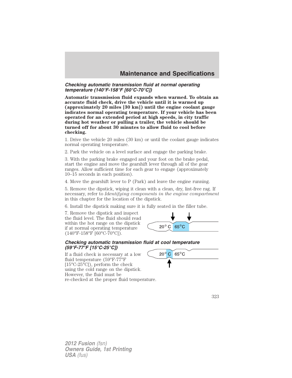 Maintenance and specifications | FORD 2012 Fusion v.1 User Manual | Page 323 / 375