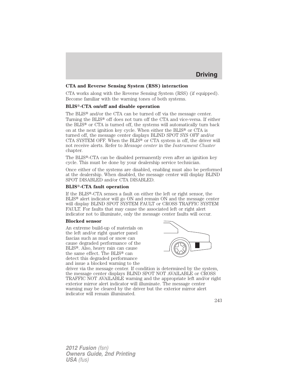 Driving | FORD 2012 Fusion v.2 User Manual | Page 243 / 373
