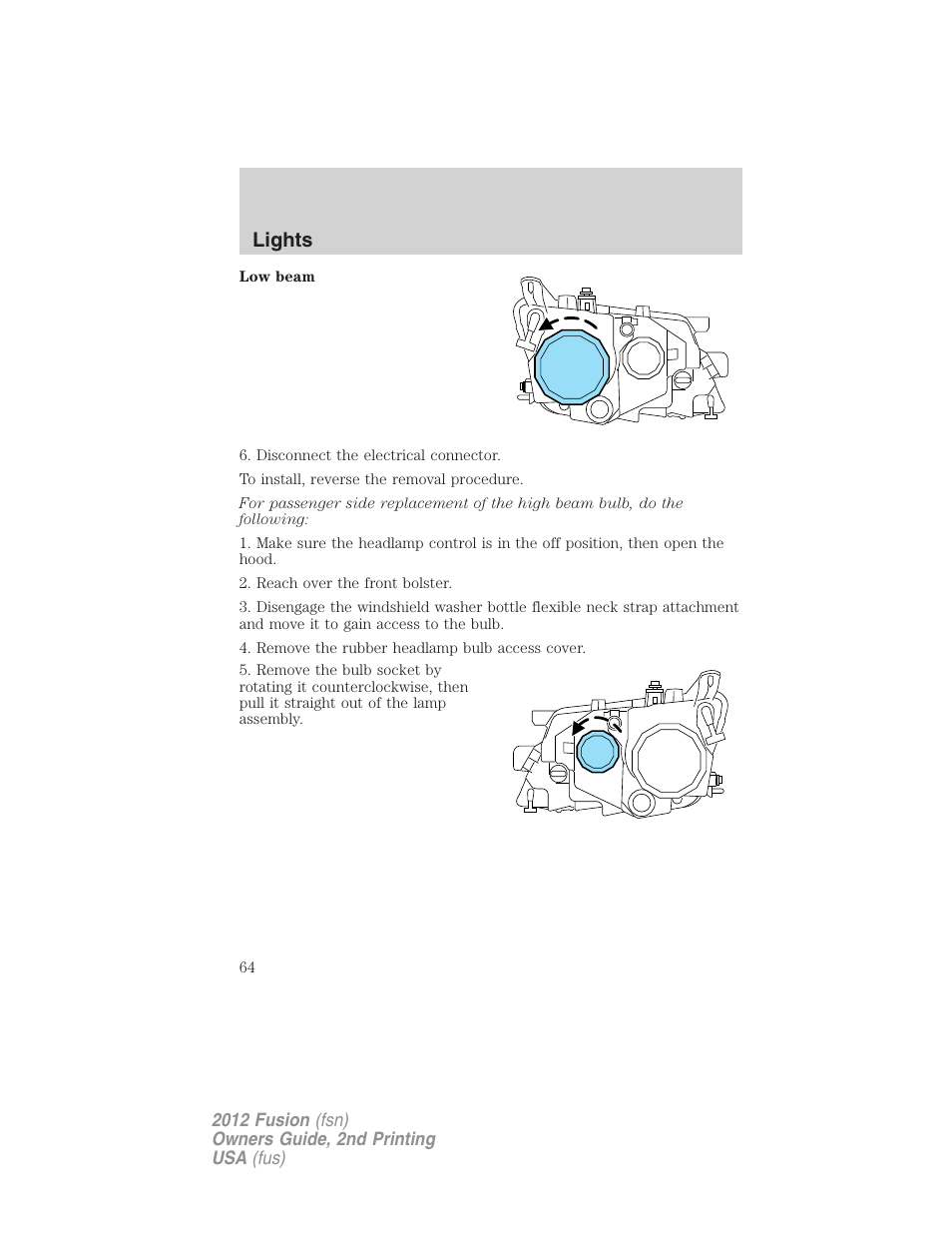 Lights | FORD 2012 Fusion v.2 User Manual | Page 64 / 373