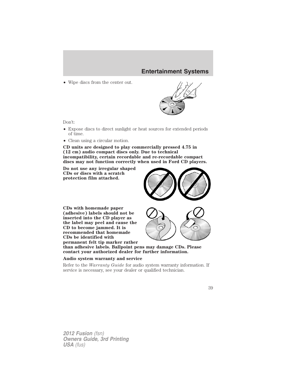Entertainment systems | FORD 2012 Fusion v.3 User Manual | Page 39 / 370