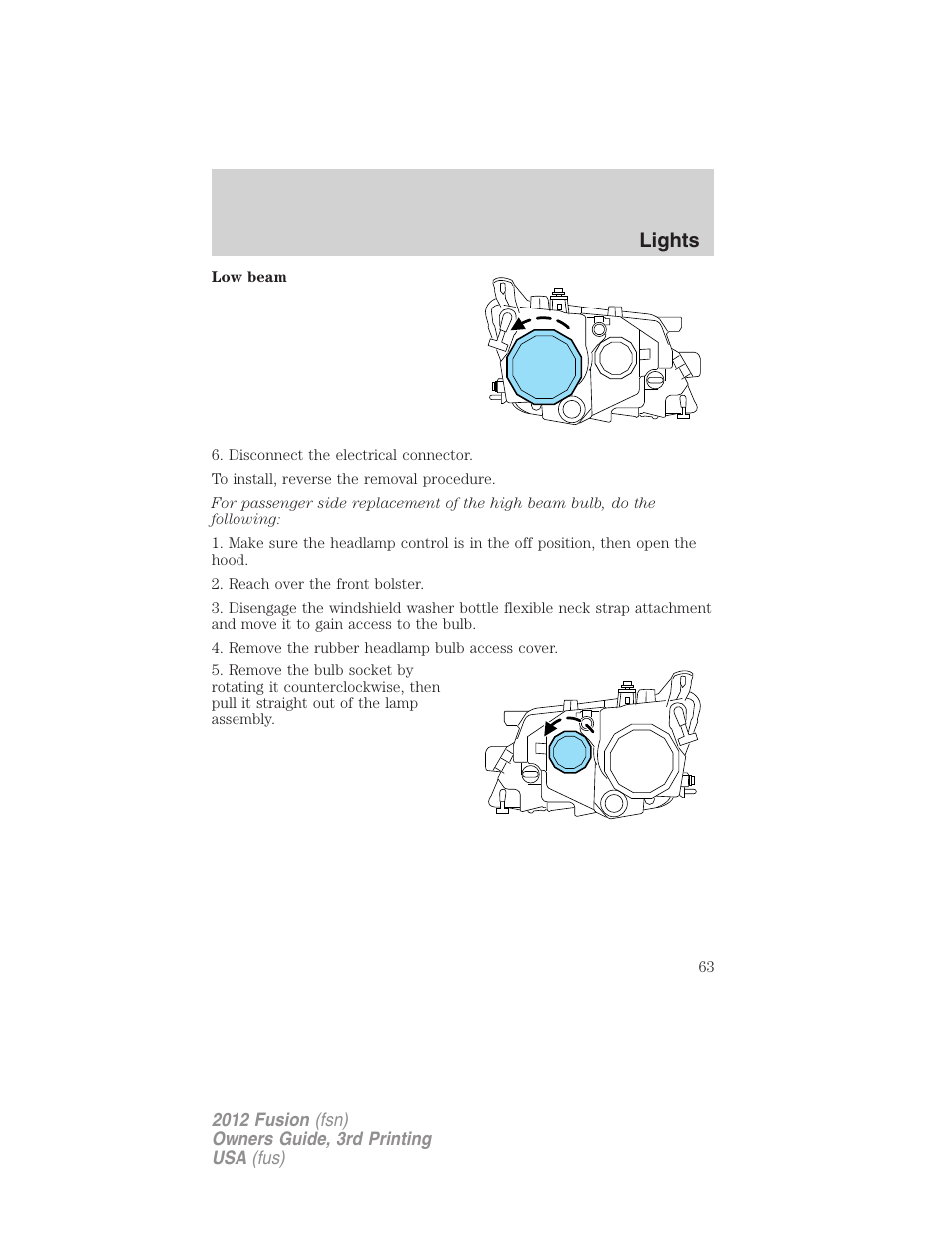 Lights | FORD 2012 Fusion v.3 User Manual | Page 63 / 370