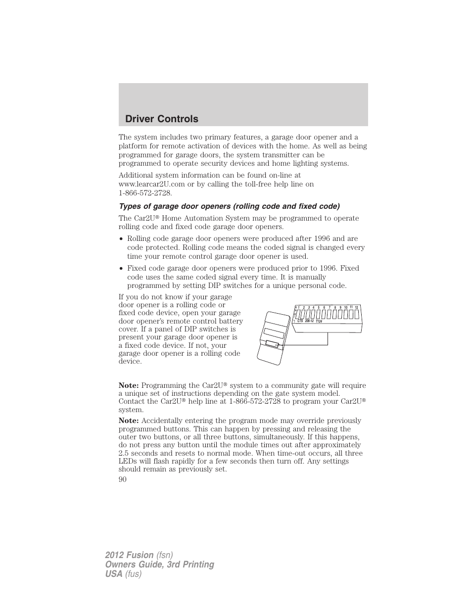 Driver controls | FORD 2012 Fusion v.3 User Manual | Page 90 / 370