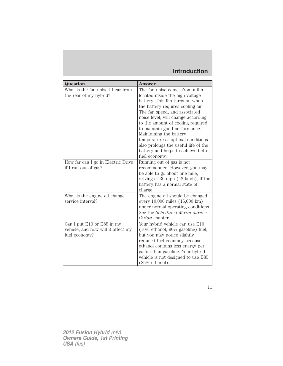 Introduction | FORD 2012 Fusion Hybrid User Manual | Page 11 / 347