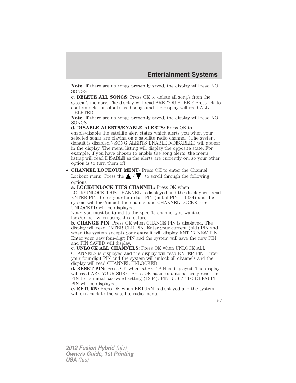 Entertainment systems | FORD 2012 Fusion Hybrid User Manual | Page 57 / 347