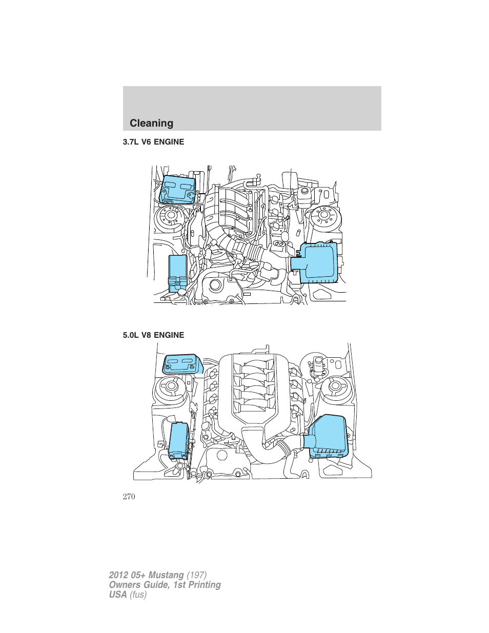 7l v6 engine, 0l v8 engine | FORD 2012 Shelby GT 500 v.1 User Manual | Page 270 / 346