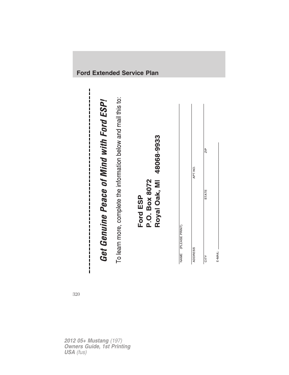 FORD 2012 Shelby GT 500 v.1 User Manual | Page 320 / 346