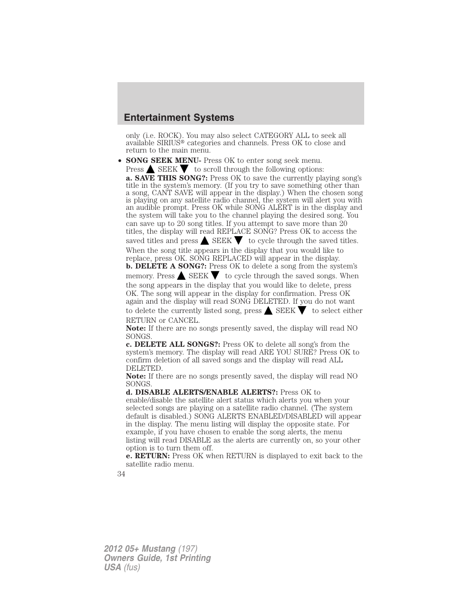 Entertainment systems | FORD 2012 Shelby GT 500 v.1 User Manual | Page 34 / 346