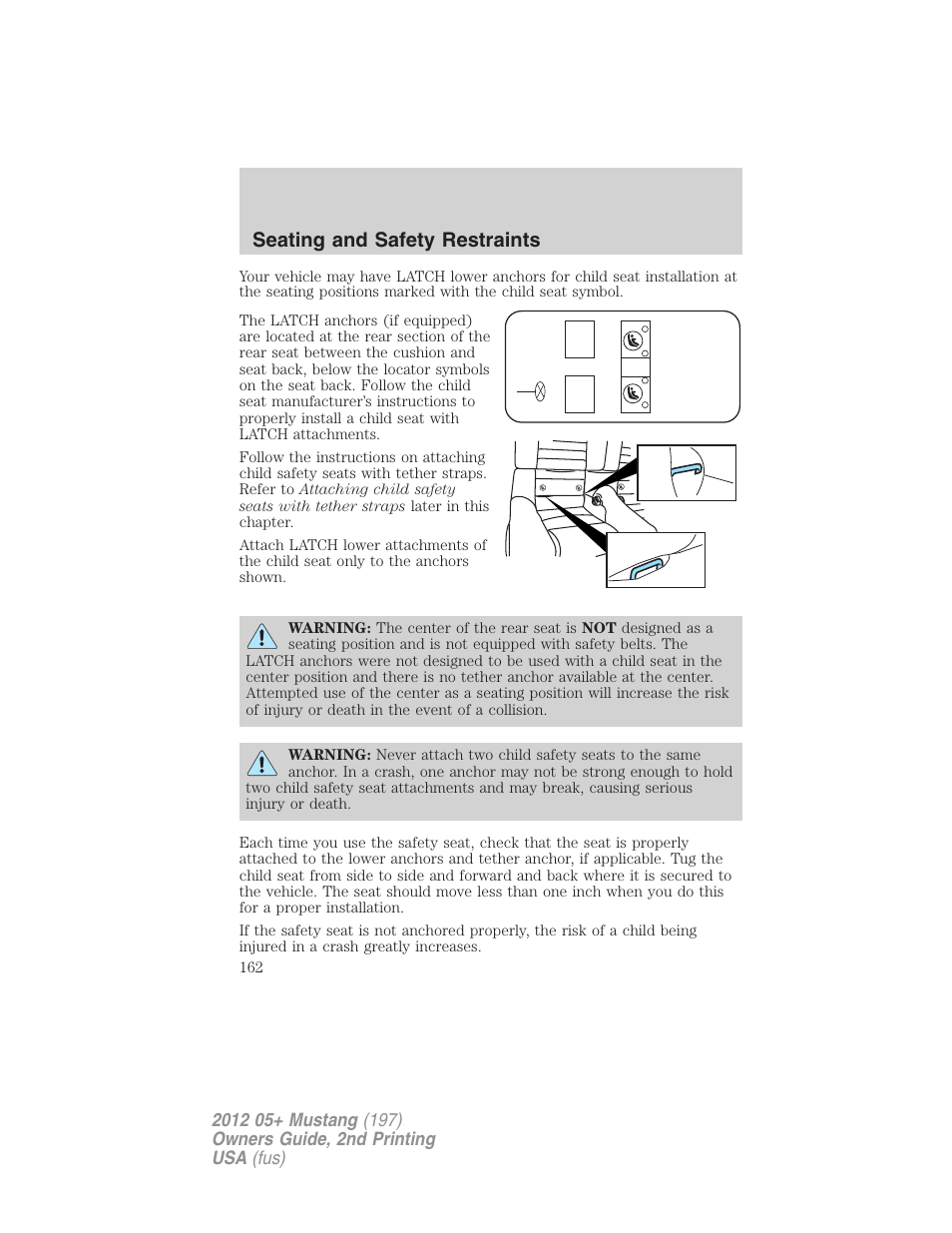 Seating and safety restraints | FORD 2012 Shelby GT 500 v.2 User Manual | Page 162 / 343