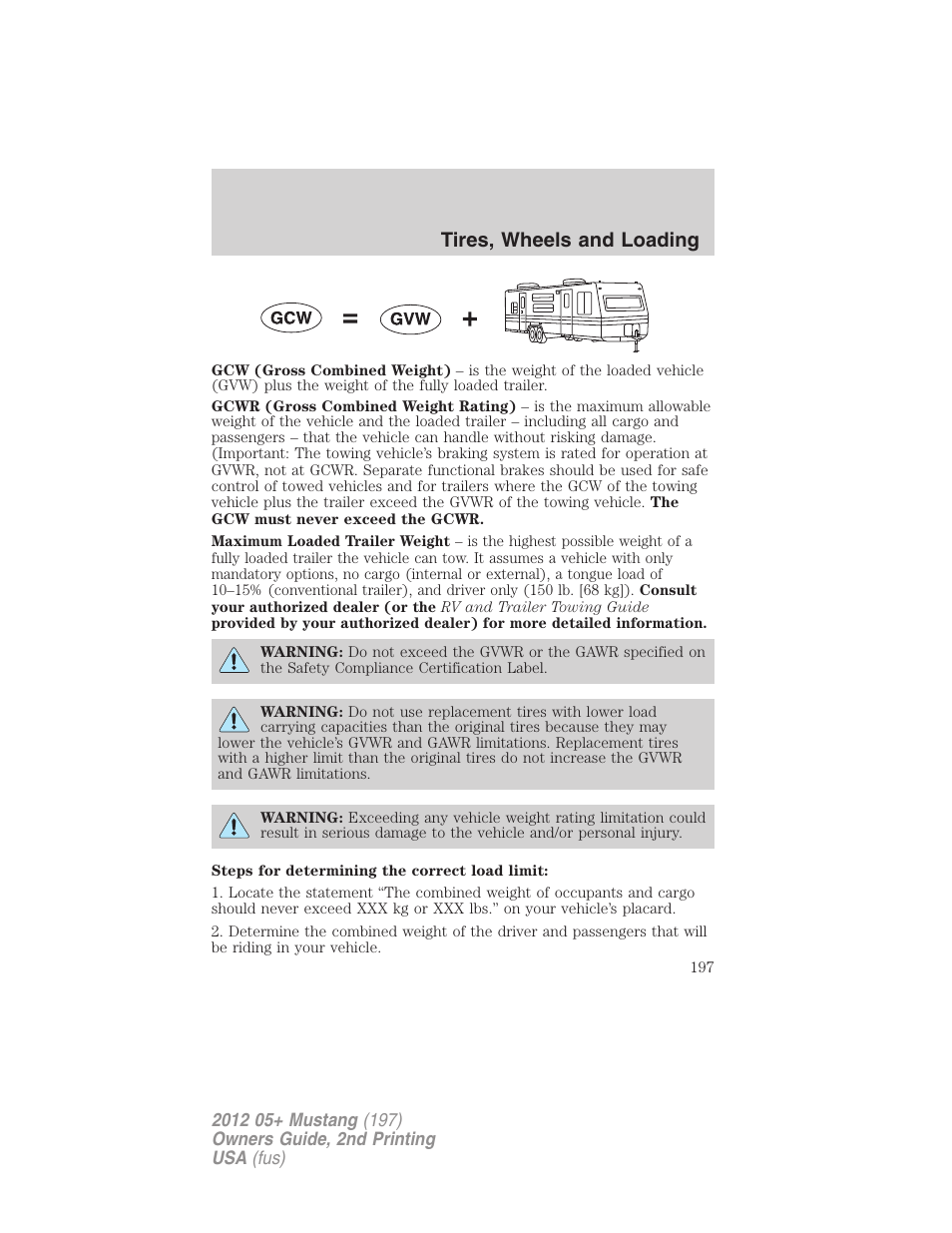 Tires, wheels and loading | FORD 2012 Shelby GT 500 v.2 User Manual | Page 197 / 343