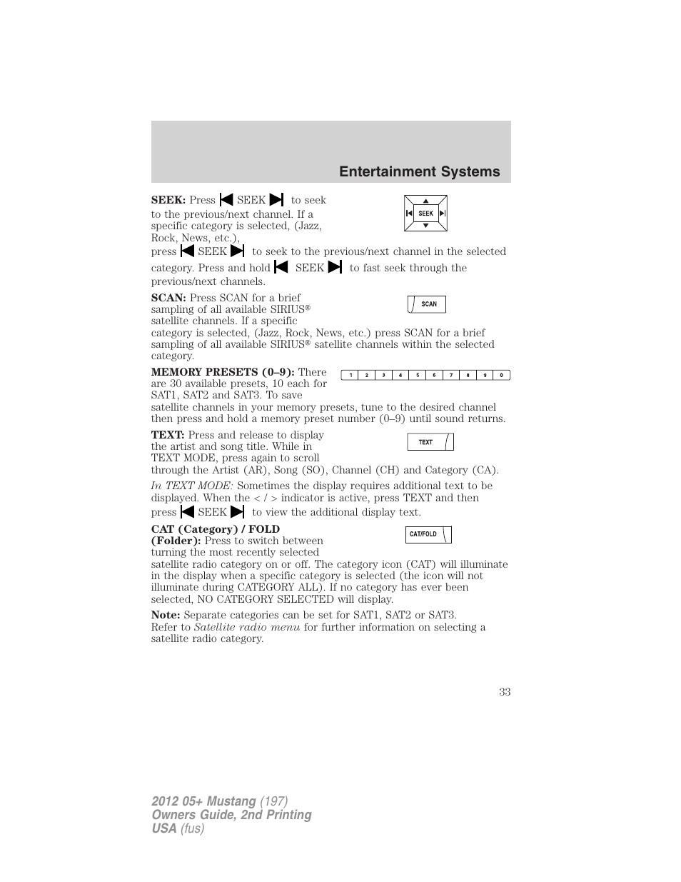 Entertainment systems | FORD 2012 Shelby GT 500 v.2 User Manual | Page 33 / 343