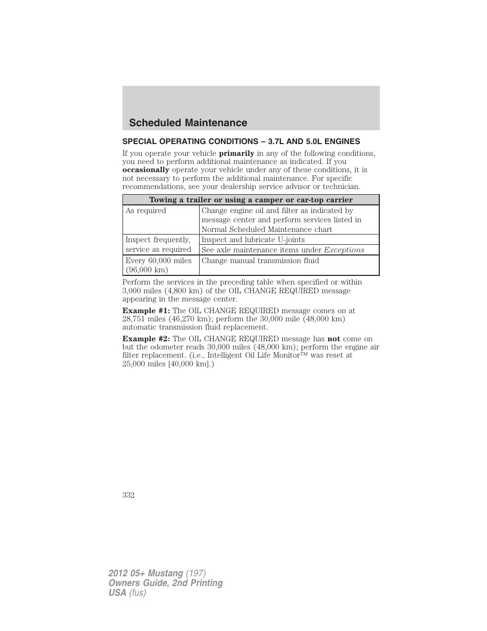 Scheduled maintenance | FORD 2012 Shelby GT 500 v.2 User Manual | Page 332 / 343