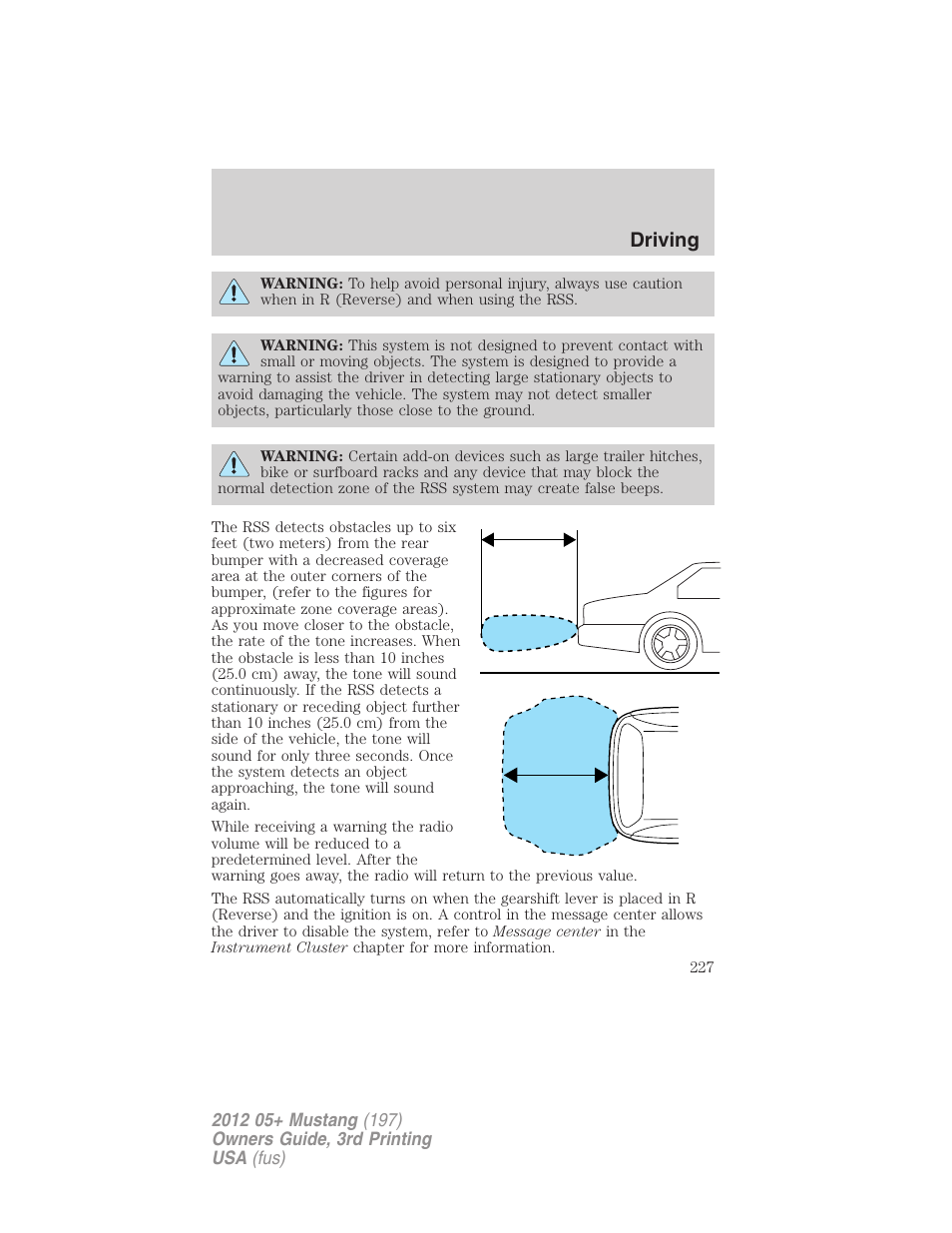 Driving | FORD 2012 Shelby GT 500 v.3 User Manual | Page 227 / 350