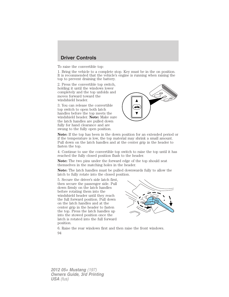 Driver controls | FORD 2012 Shelby GT 500 v.3 User Manual | Page 94 / 350