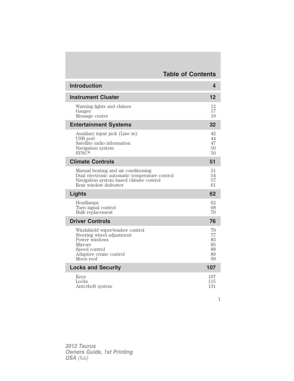 FORD 2012 Taurus v.1 User Manual | 406 pages