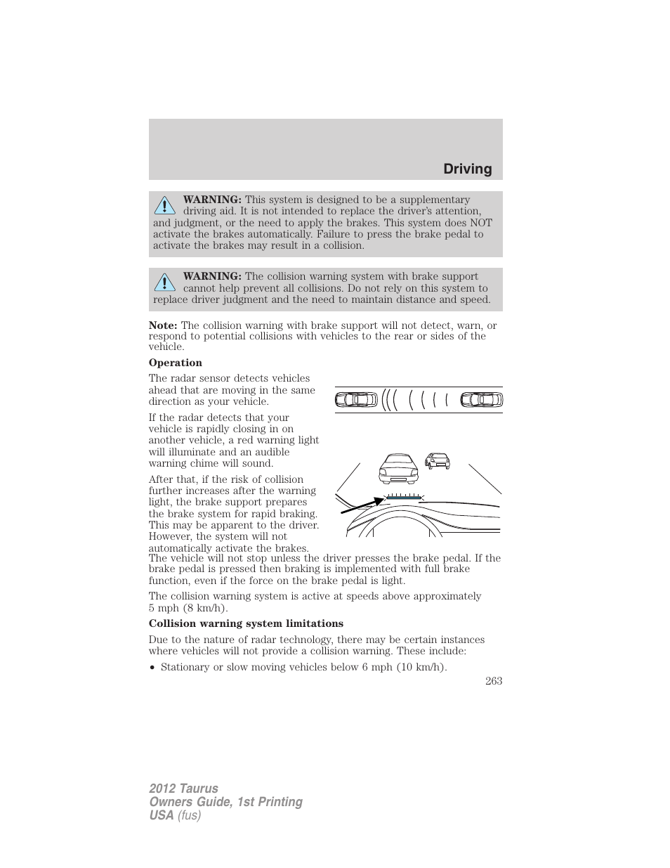 Driving | FORD 2012 Taurus v.1 User Manual | Page 263 / 406