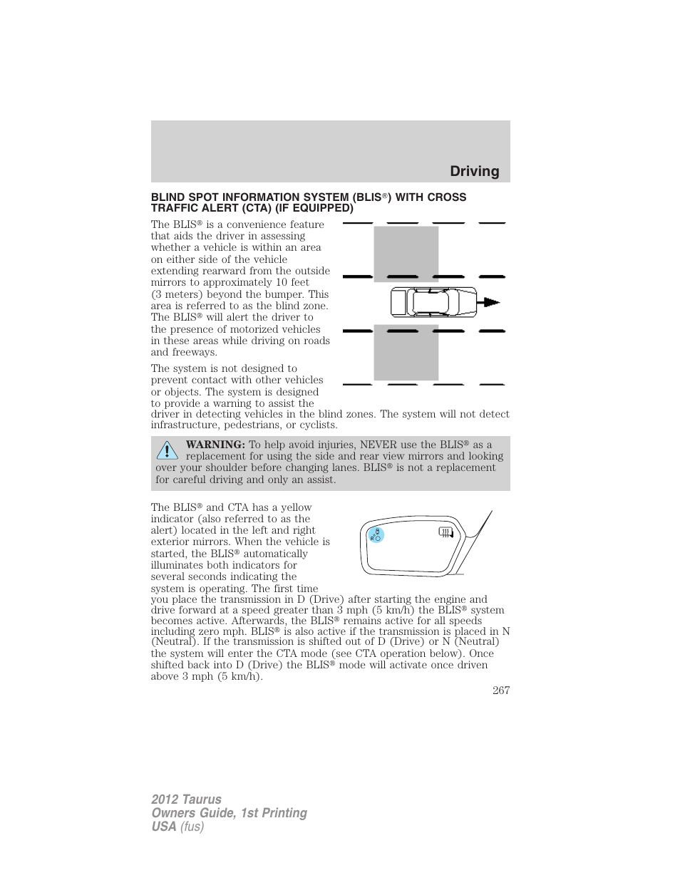 Driving | FORD 2012 Taurus v.1 User Manual | Page 267 / 406
