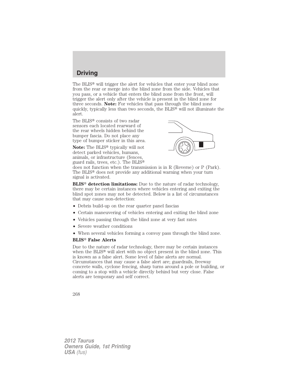 Driving | FORD 2012 Taurus v.1 User Manual | Page 268 / 406