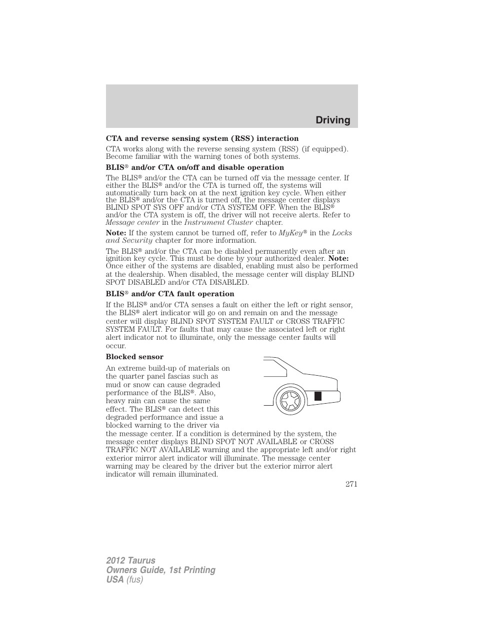 Driving | FORD 2012 Taurus v.1 User Manual | Page 271 / 406
