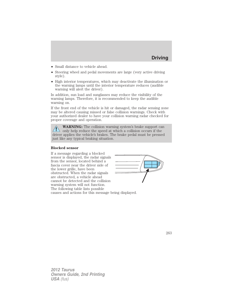Driving | FORD 2012 Taurus v.2 User Manual | Page 263 / 406