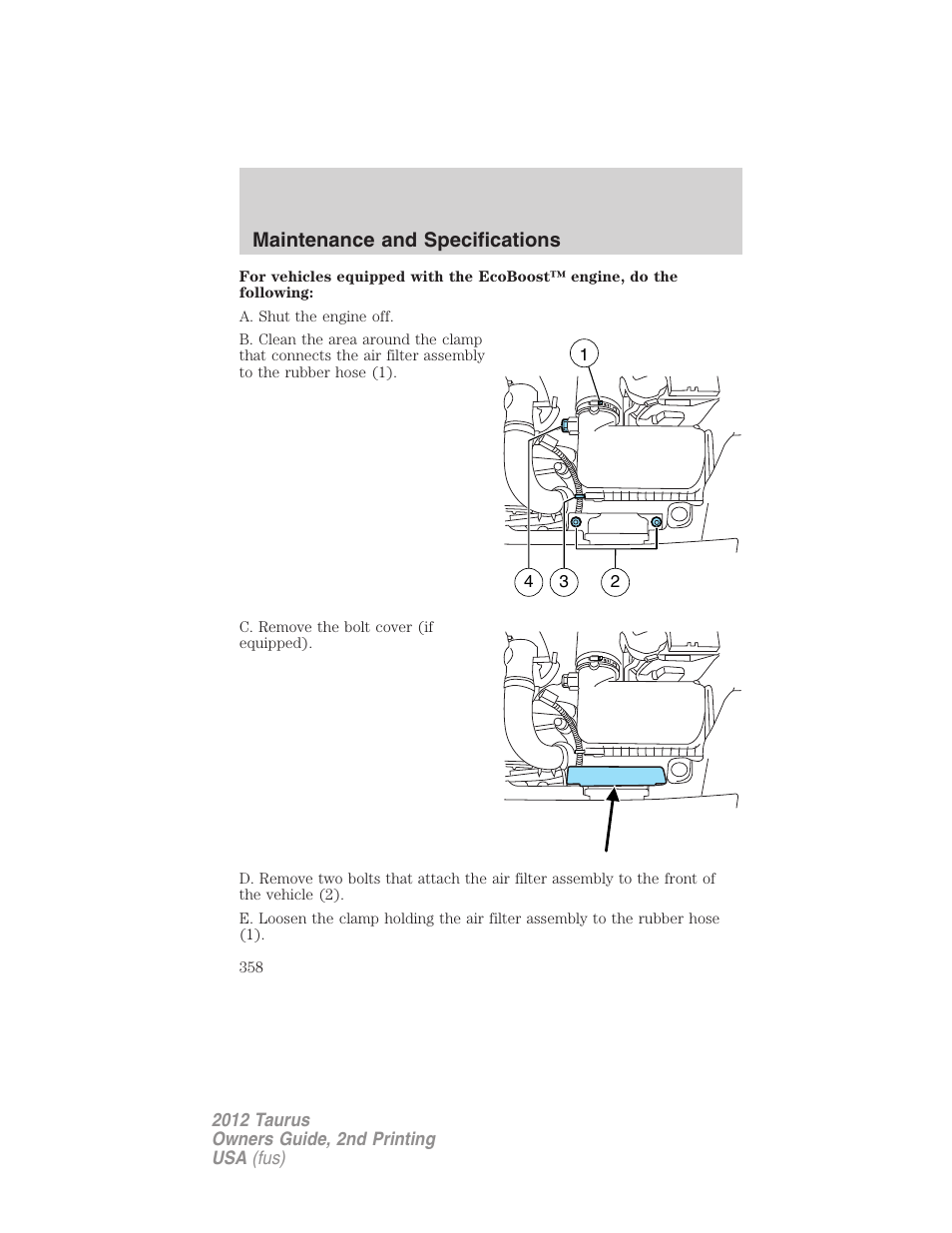 Maintenance and specifications | FORD 2012 Taurus v.2 User Manual | Page 358 / 406