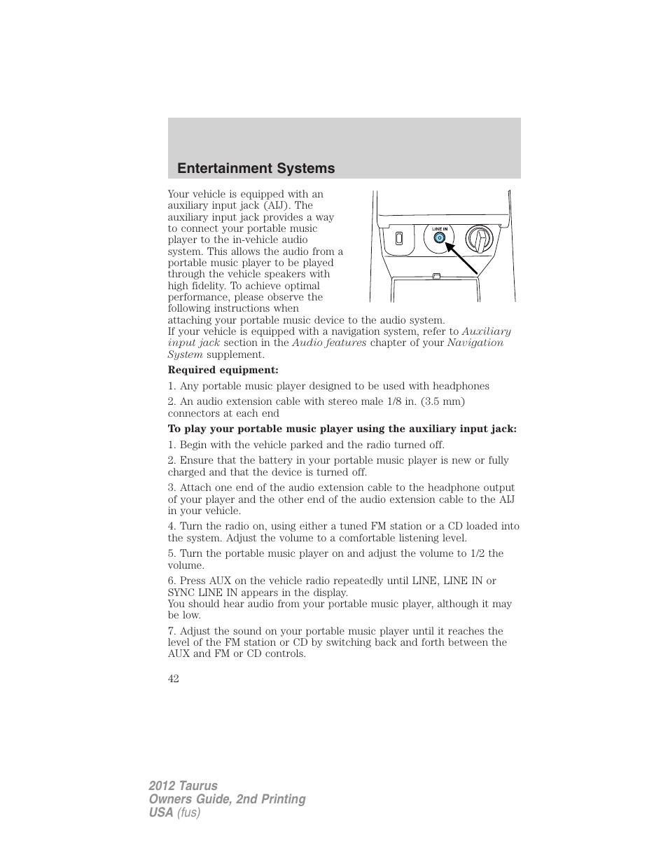 Entertainment systems | FORD 2012 Taurus v.2 User Manual | Page 42 / 406