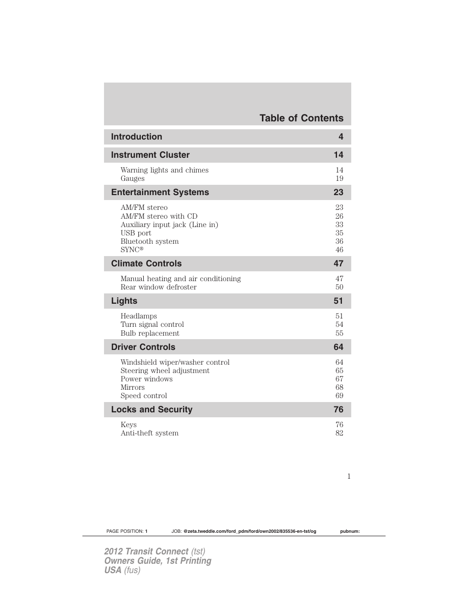 FORD 2012 Transit Connect User Manual | 299 pages