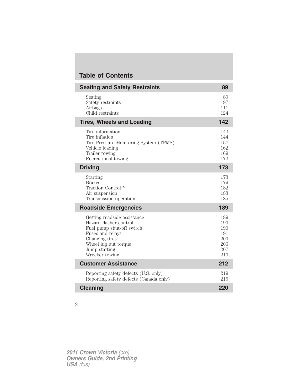 FORD 2011 Crown Victoria v.2 User Manual | Page 2 / 331