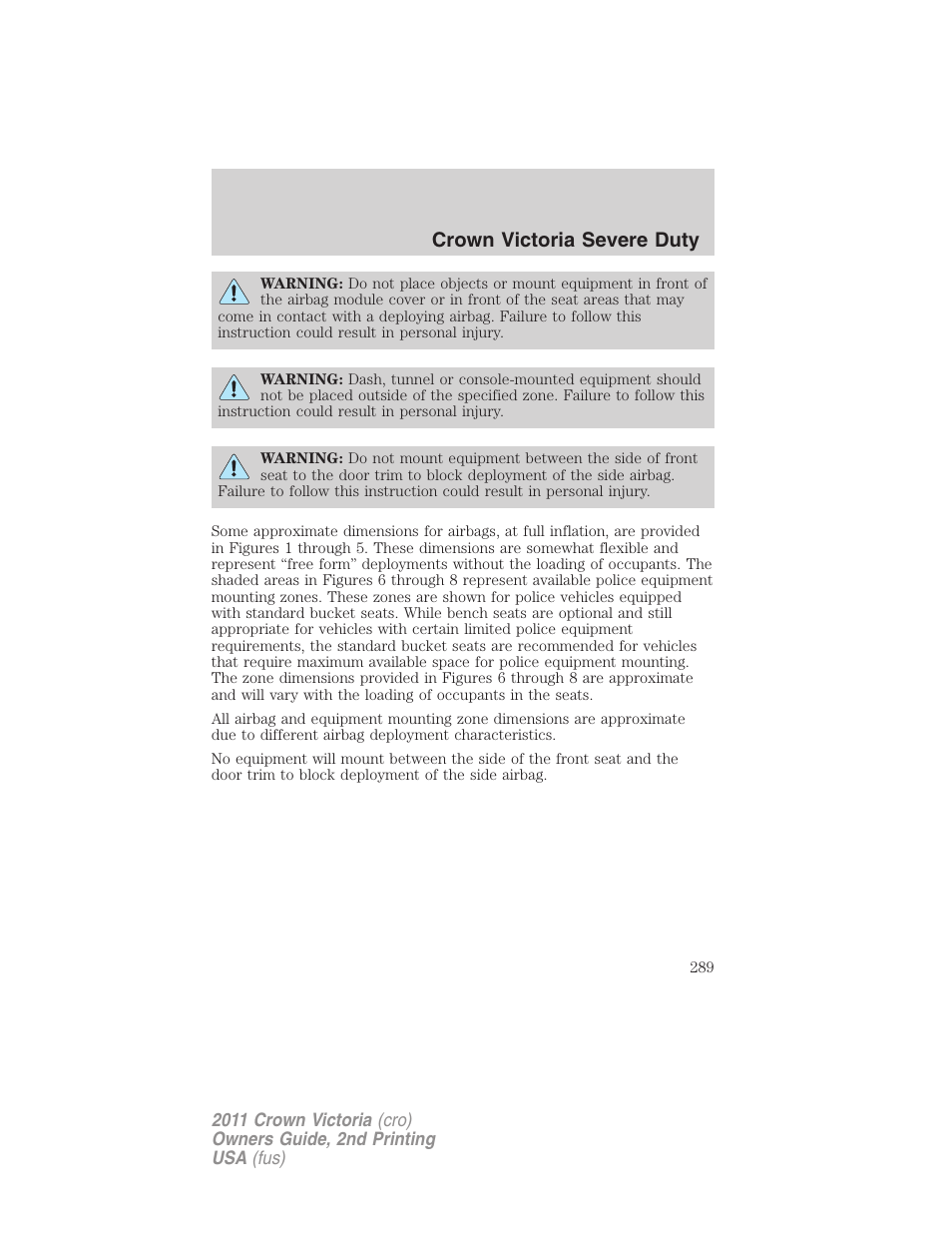 Crown victoria severe duty | FORD 2011 Crown Victoria v.2 User Manual | Page 289 / 331