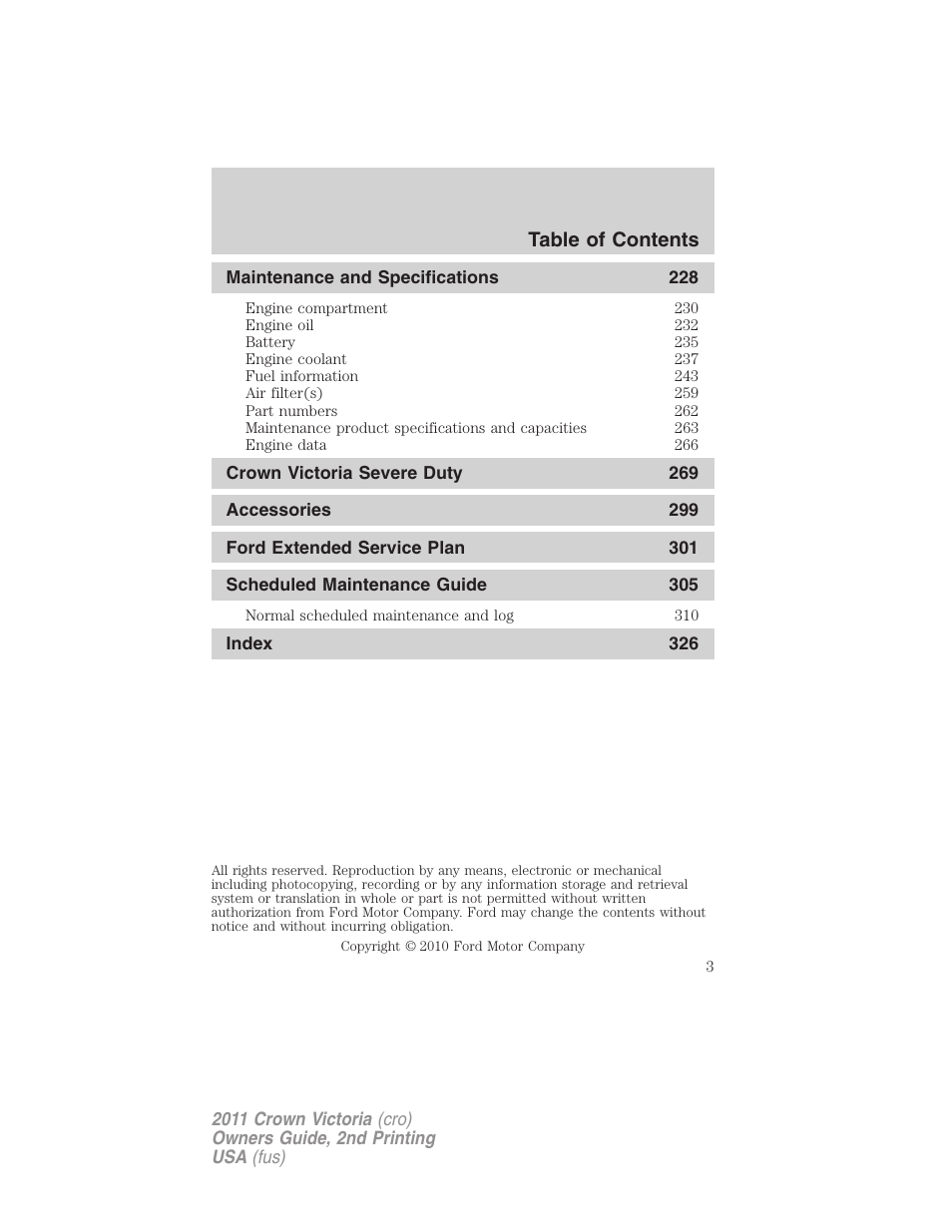 FORD 2011 Crown Victoria v.2 User Manual | Page 3 / 331