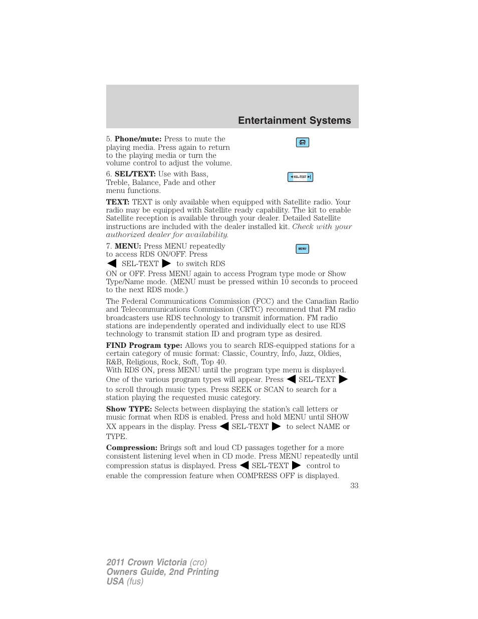 Entertainment systems | FORD 2011 Crown Victoria v.2 User Manual | Page 33 / 331