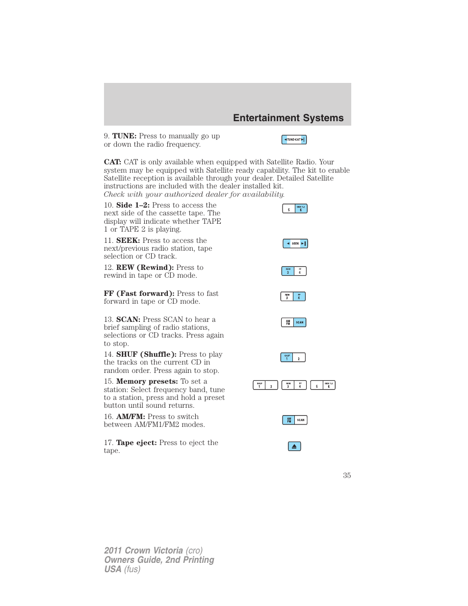 Entertainment systems | FORD 2011 Crown Victoria v.2 User Manual | Page 35 / 331