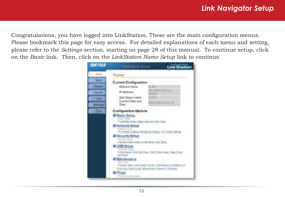 Link navigator setup | Buffalo Technology HS-DGL Series User Manual | Page 16 / 73