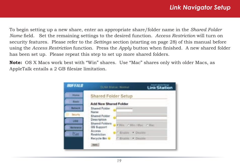 Link navigator setup | Buffalo Technology HS-DGL Series User Manual | Page 19 / 73