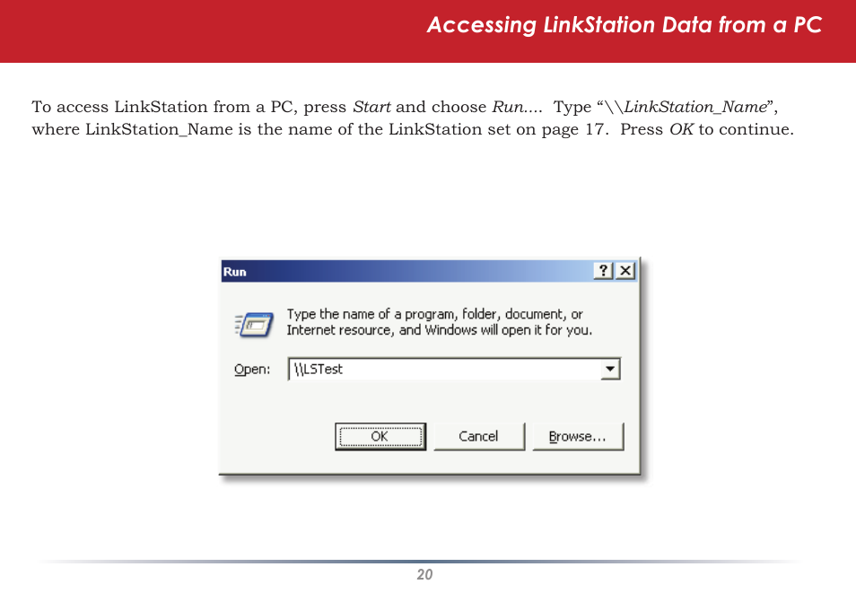 Accessing linkstation data from a pc | Buffalo Technology HS-DGL Series User Manual | Page 20 / 73