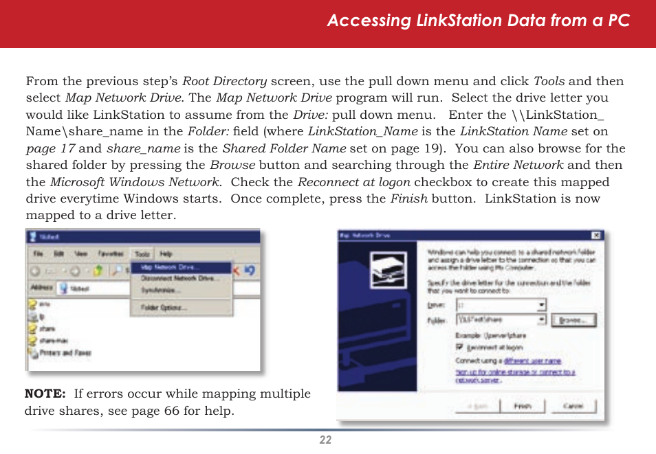 Accessing linkstation data from a pc | Buffalo Technology HS-DGL Series User Manual | Page 22 / 73