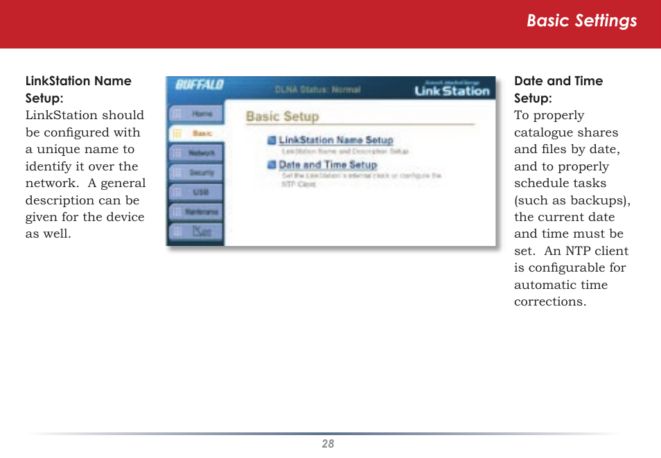 Basic settings | Buffalo Technology HS-DGL Series User Manual | Page 28 / 73