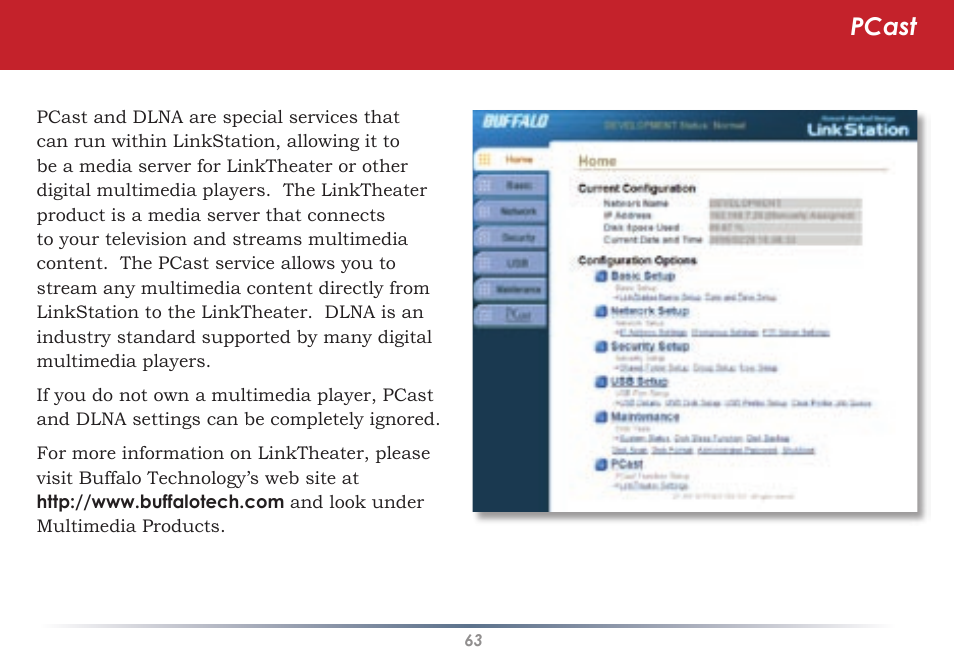 Pcast | Buffalo Technology HS-DGL Series User Manual | Page 63 / 73