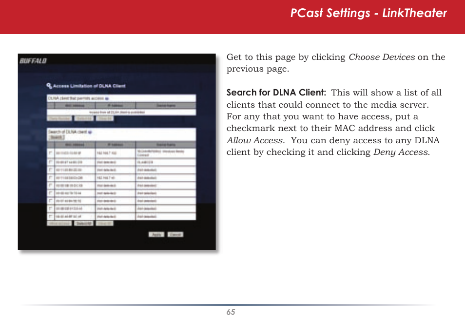 Pcast settings - linktheater | Buffalo Technology HS-DGL Series User Manual | Page 65 / 73