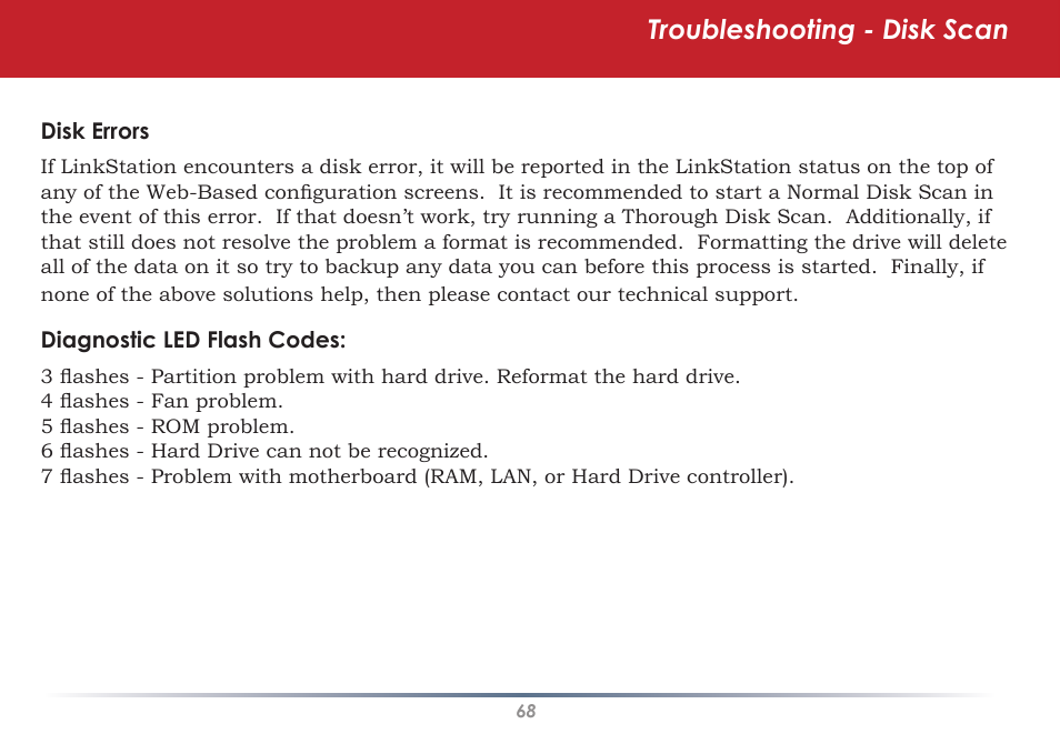 Troubleshooting - disk scan | Buffalo Technology HS-DGL Series User Manual | Page 68 / 73