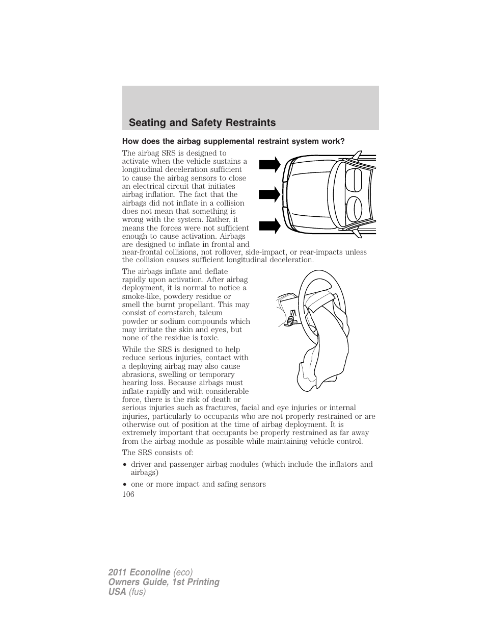 Seating and safety restraints | FORD 2011 E-450 v.1 User Manual | Page 106 / 337