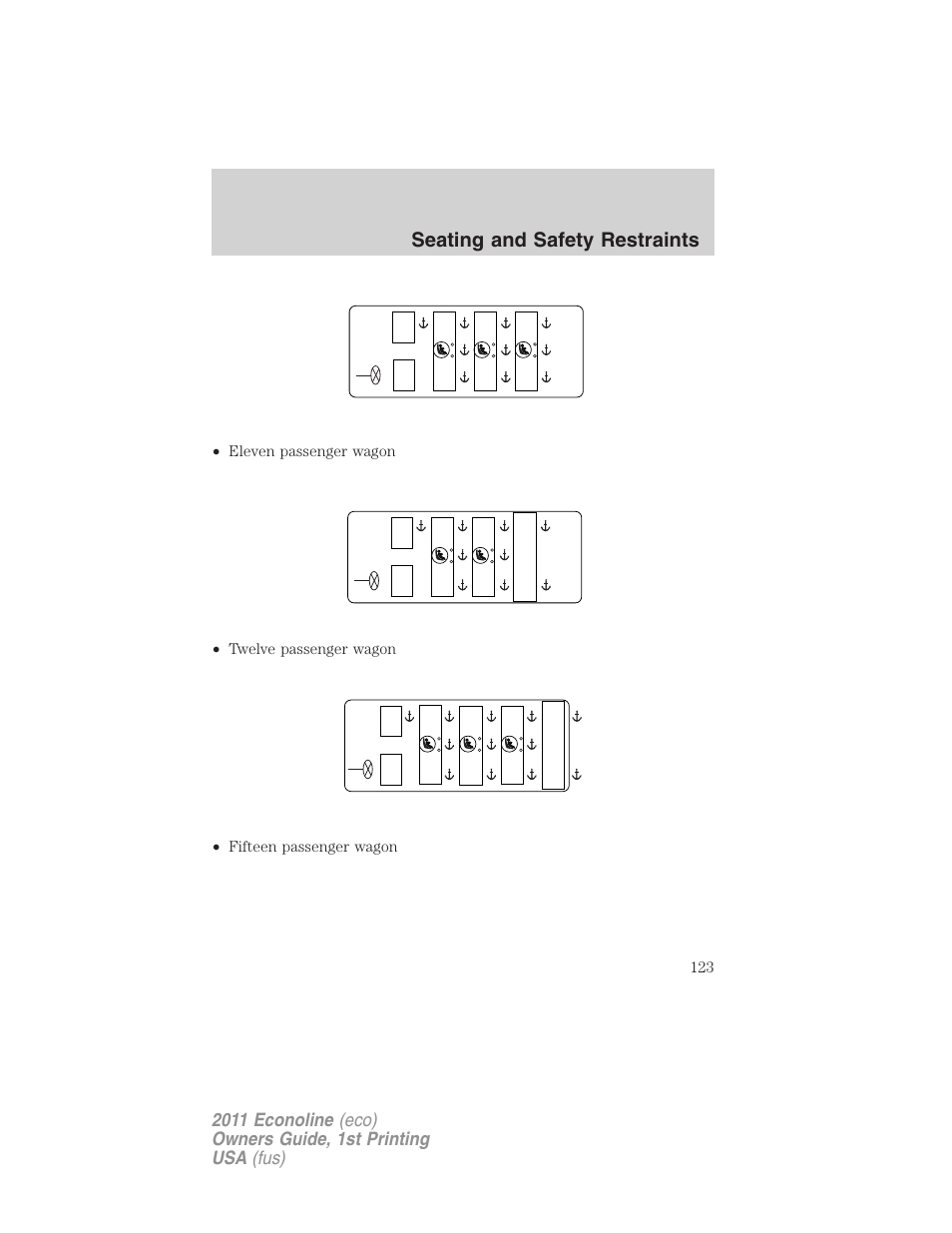 Seating and safety restraints | FORD 2011 E-450 v.1 User Manual | Page 123 / 337