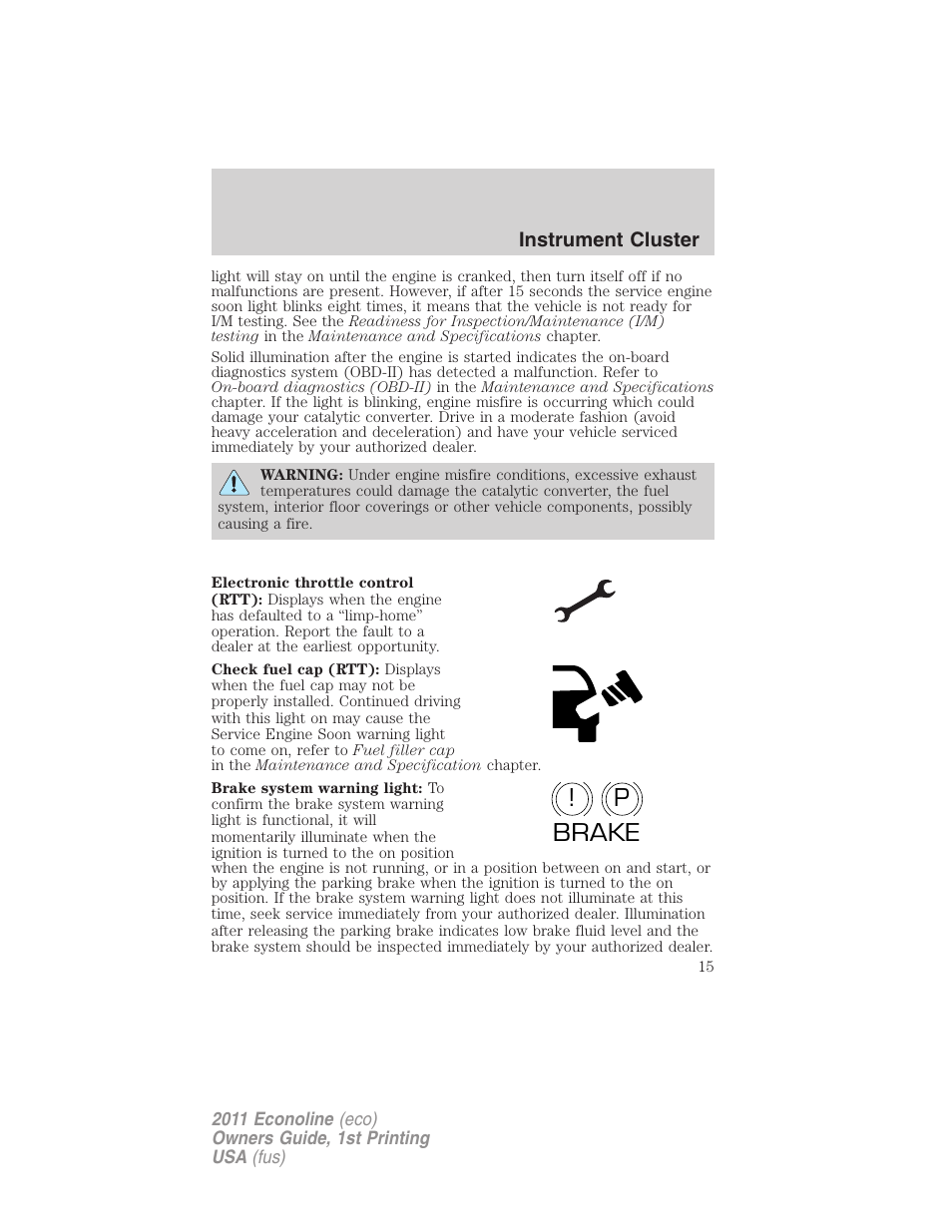 P! brake | FORD 2011 E-450 v.1 User Manual | Page 15 / 337