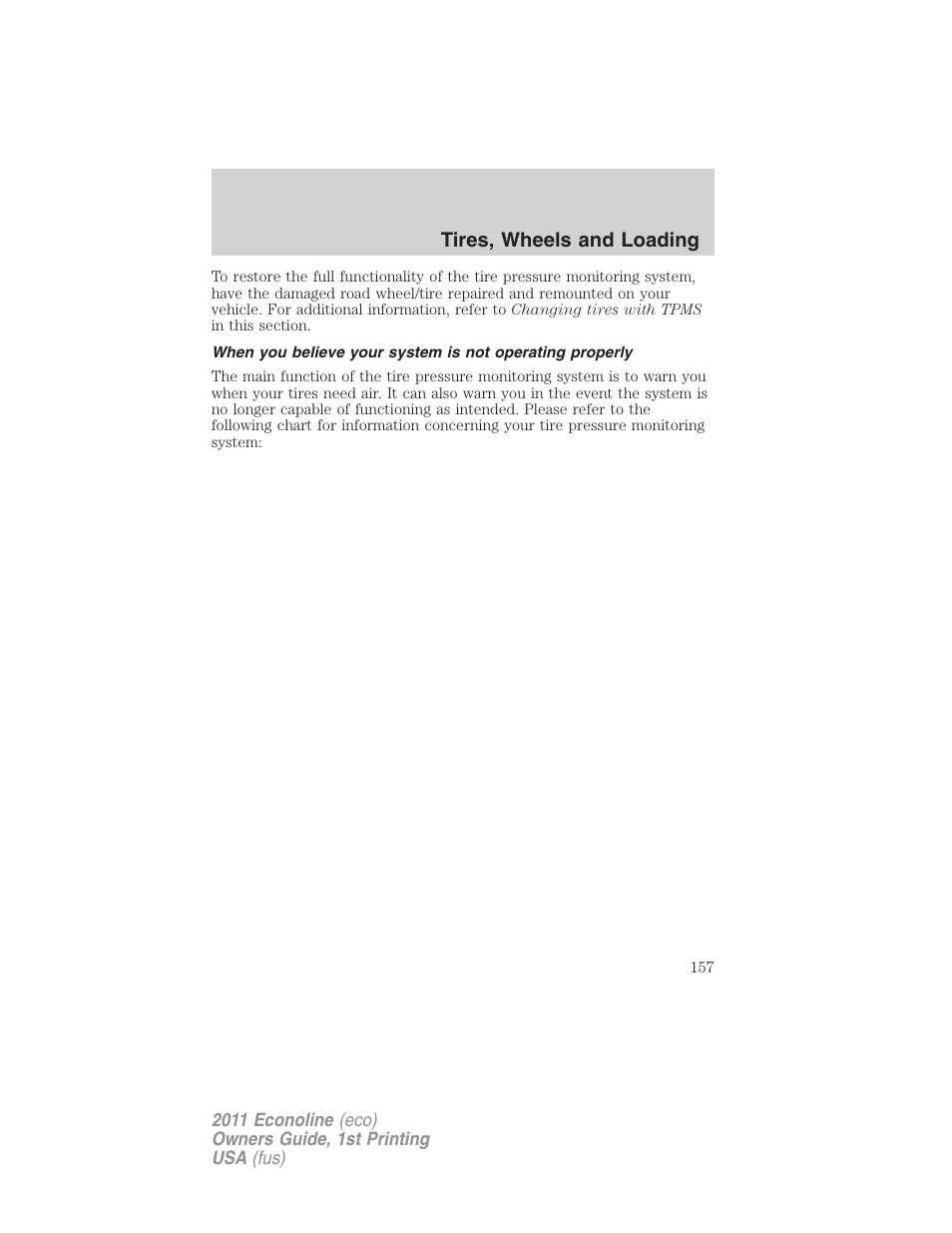 Tires, wheels and loading | FORD 2011 E-450 v.1 User Manual | Page 157 / 337