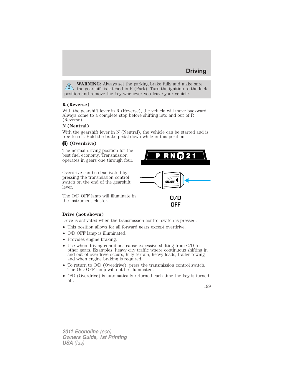Driving | FORD 2011 E-450 v.1 User Manual | Page 199 / 337