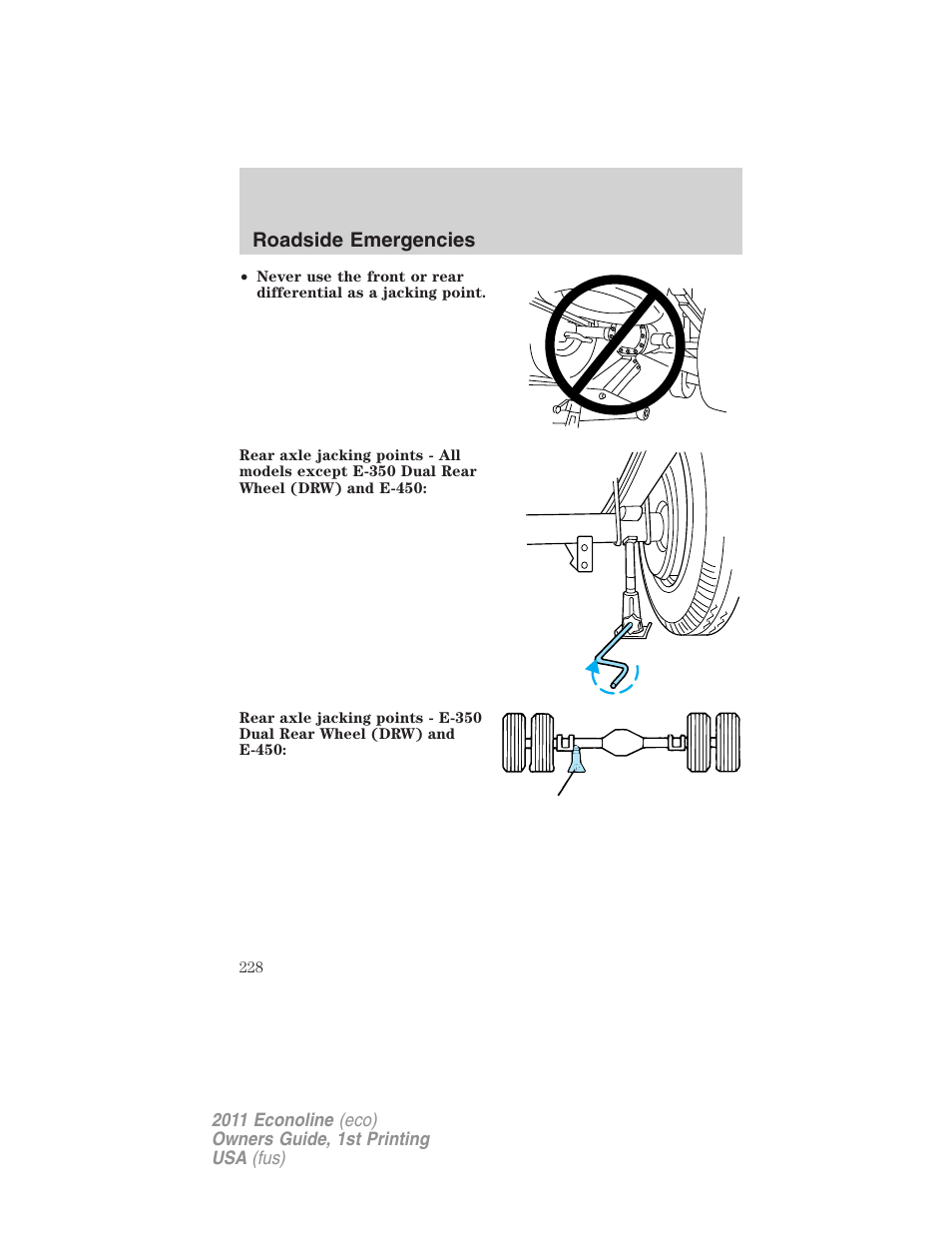 Roadside emergencies | FORD 2011 E-450 v.1 User Manual | Page 228 / 337