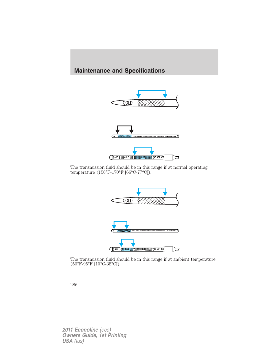 Maintenance and specifications | FORD 2011 E-450 v.1 User Manual | Page 286 / 337