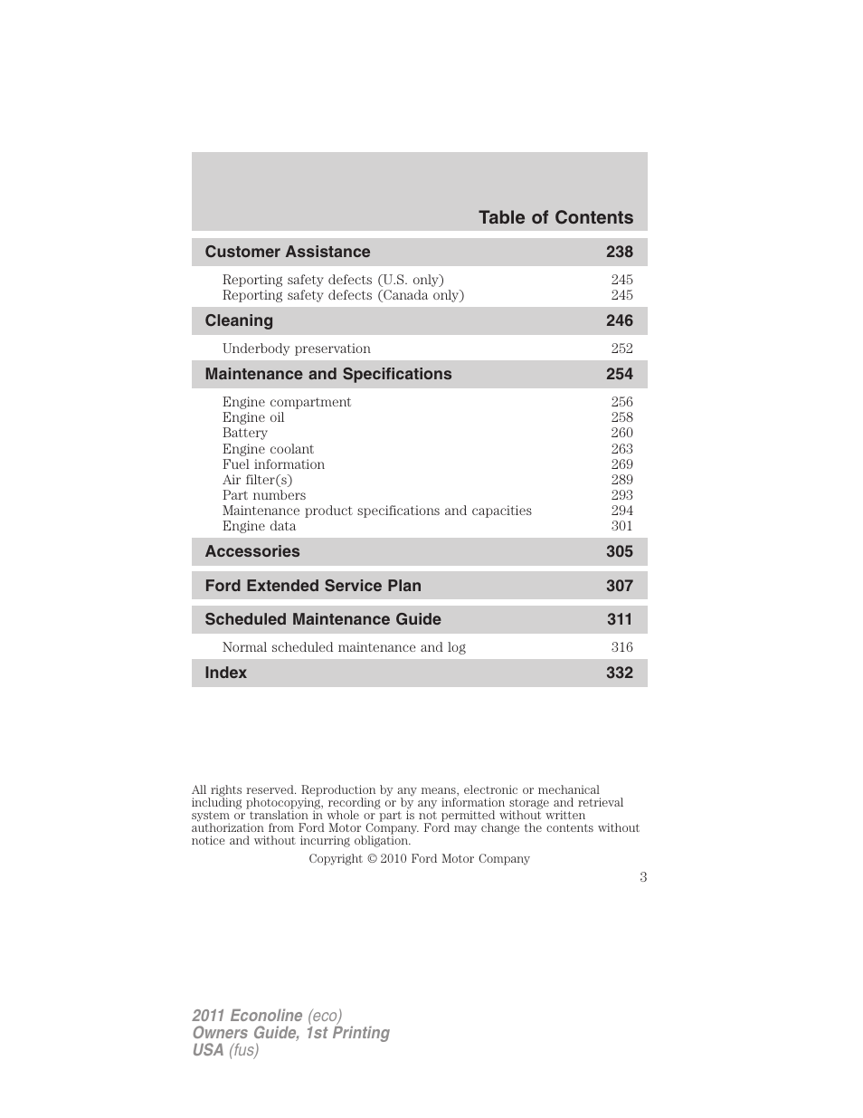 FORD 2011 E-450 v.1 User Manual | Page 3 / 337