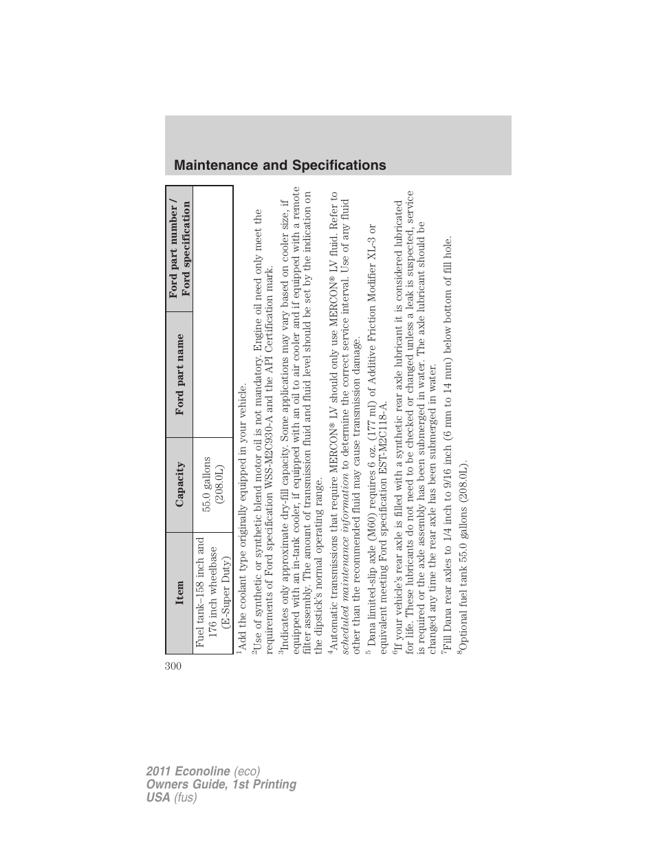 Maintenance and specifications | FORD 2011 E-450 v.1 User Manual | Page 300 / 337