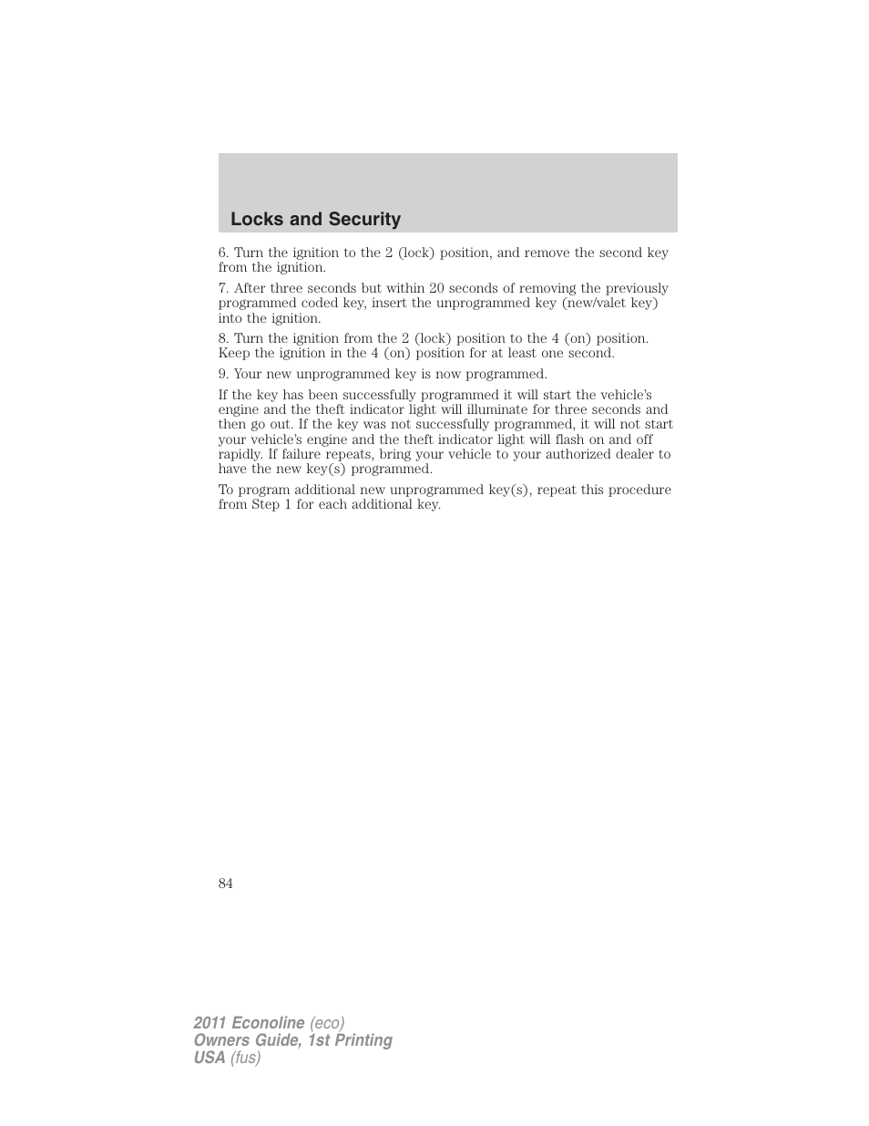 Locks and security | FORD 2011 E-450 v.1 User Manual | Page 84 / 337